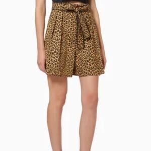 MARELLA Proda high waist pleated Shorts in Cotton Poplin leopard print sz 14